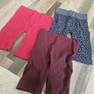 Womens Ribbed Spandex Shorts - Red, Burgundy, And Navy Leopard